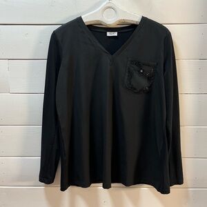 LIU JO Black V-Neck Long Sleeve Top – Size L